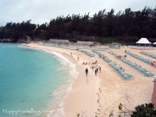 beautiful light blue ocean on pink Bermuda sand