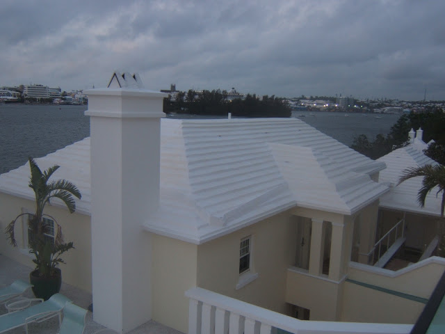 White Bermuda roof used for catching water