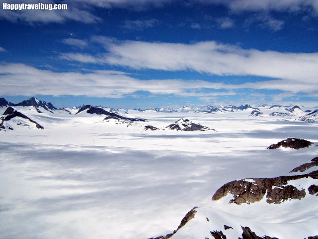 snow view from a float plane in Alaska