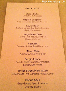 cocktail menu at RPM Italian