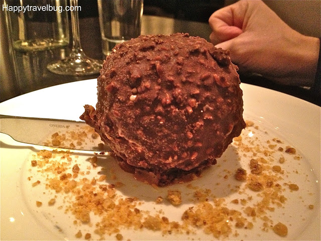 Tartufo: a hazelnut gelato with a chocolate shell