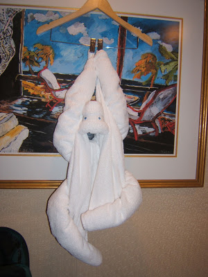 towel monkey hanging from a hanger