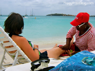 Getting a massage on the beach of St Maarten
