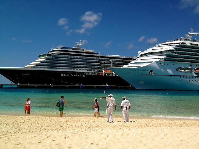 Holland America and Carnival cruise ships in port at Grand Turk