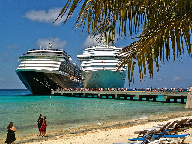 Two cruise ships docked at Grand Turk