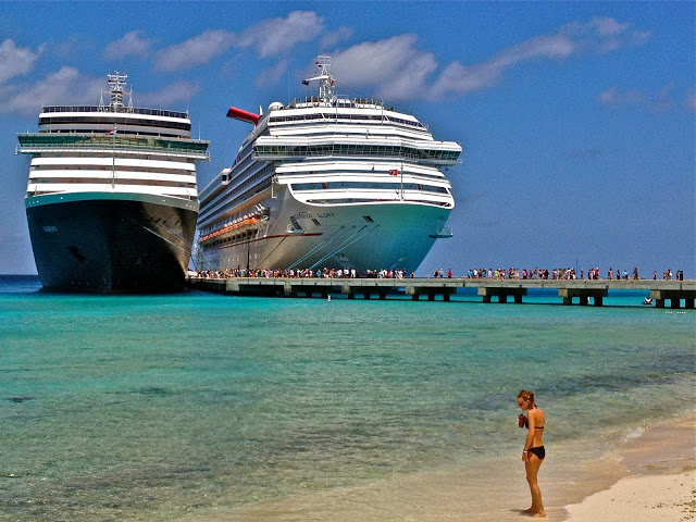 Two cruise ships docked at Grand Turk