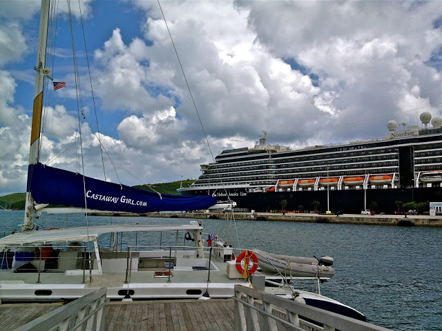 Castaway Girl Catamaran with the Noordam in the background