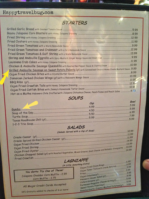 Starter menu at Heaven on Seven