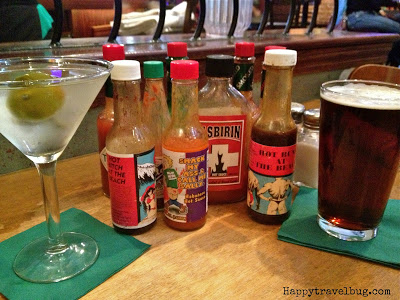 Beer, martini and hot sauces