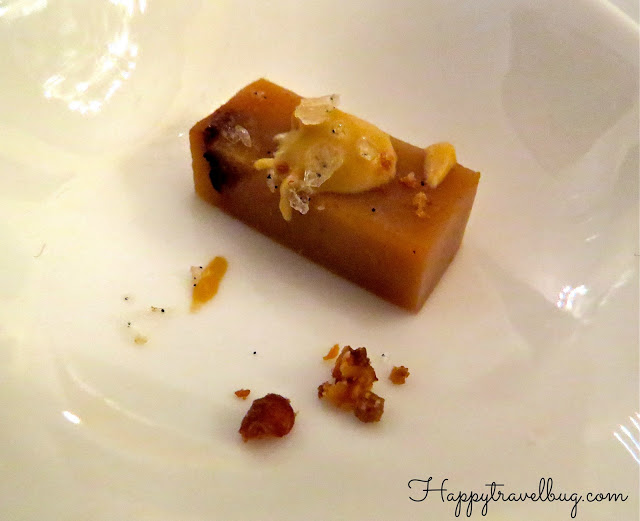 Amuse bouche of Caramelized pear terrine