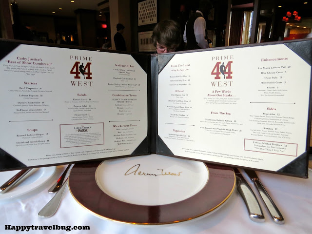 The Menu offerings at Prime 44 West