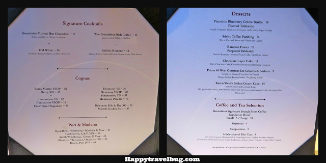 dessert menu