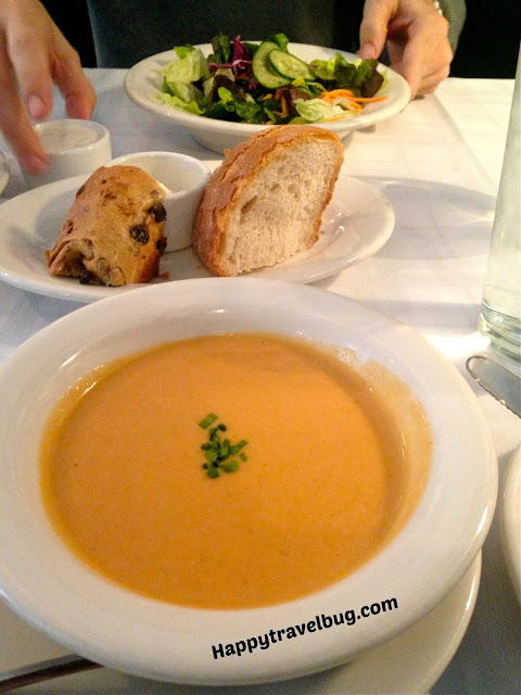 lobster bisque and salad