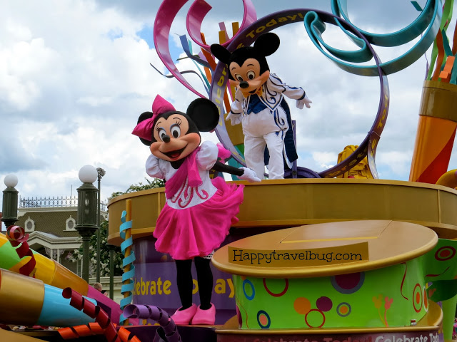 Minnie and Mickey Mouse on parade at Disney World