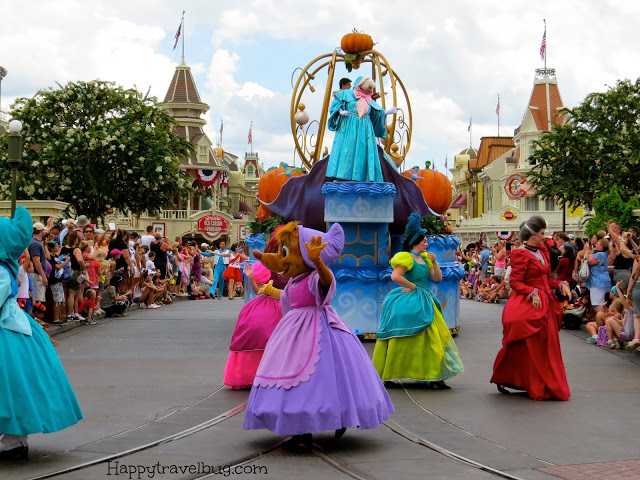 The whole gang from Cinderella on parade at Disney World