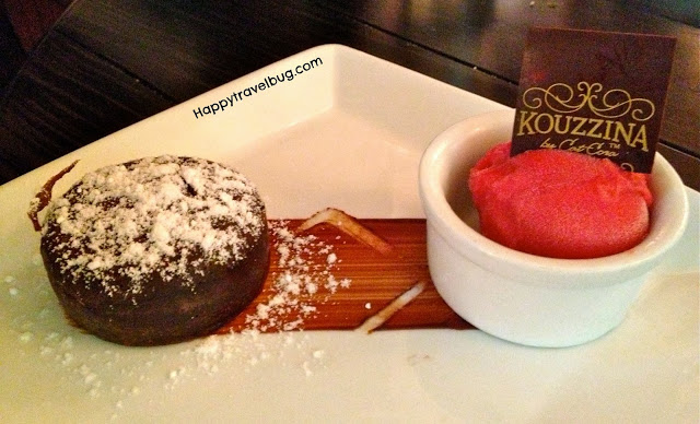 Chocolate Budino Cake with sorbet