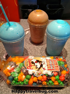 Icee's and Disney popcorn at Epcot in Disney World