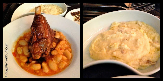 lamb shank, gigantes beans and mashed potatoes