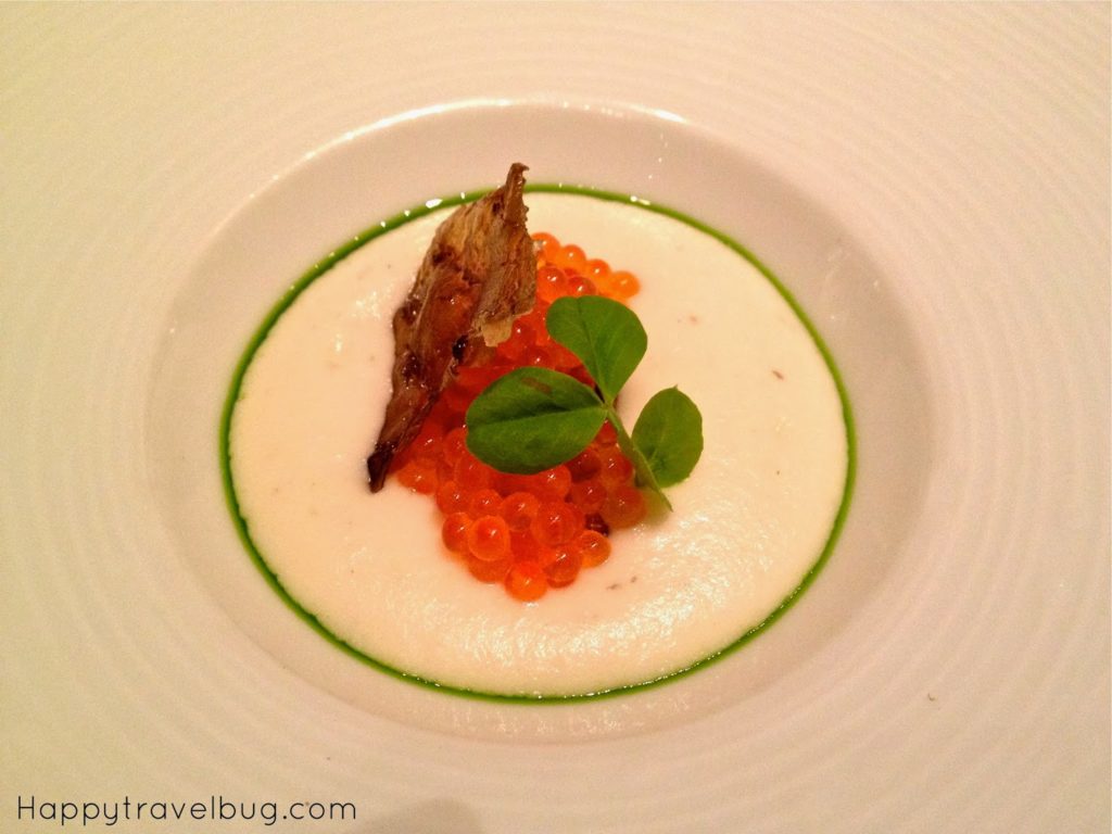 Lite sunchoke, trout roe and chive from TRU restaurant in Chicago