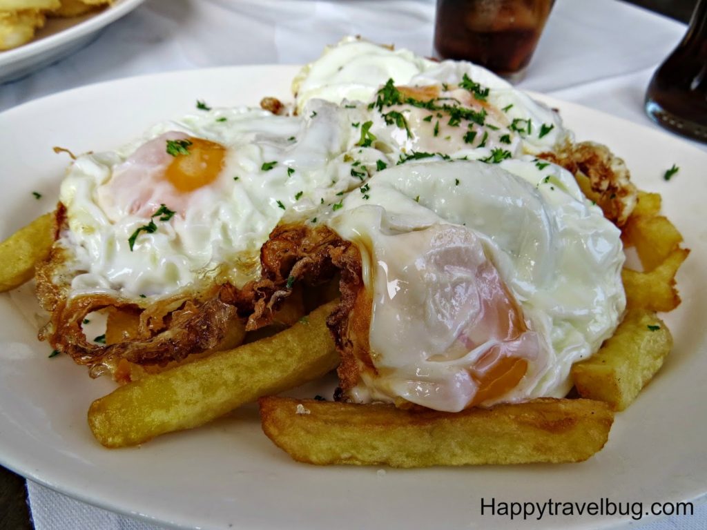 Fried egg on french fries from Trobador in Barcelona, Spain