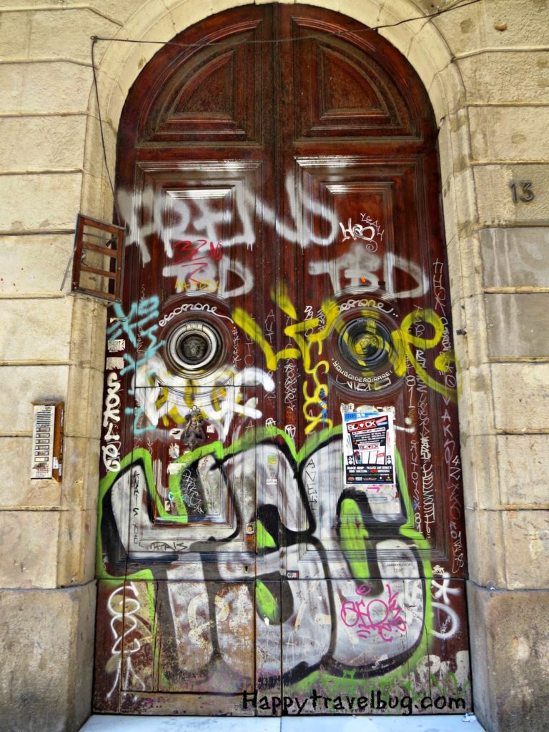 Graffiti door in Barcelona, Spain