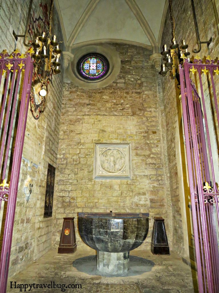 The baptismal fount in The Basilica Santa Maria del Pi