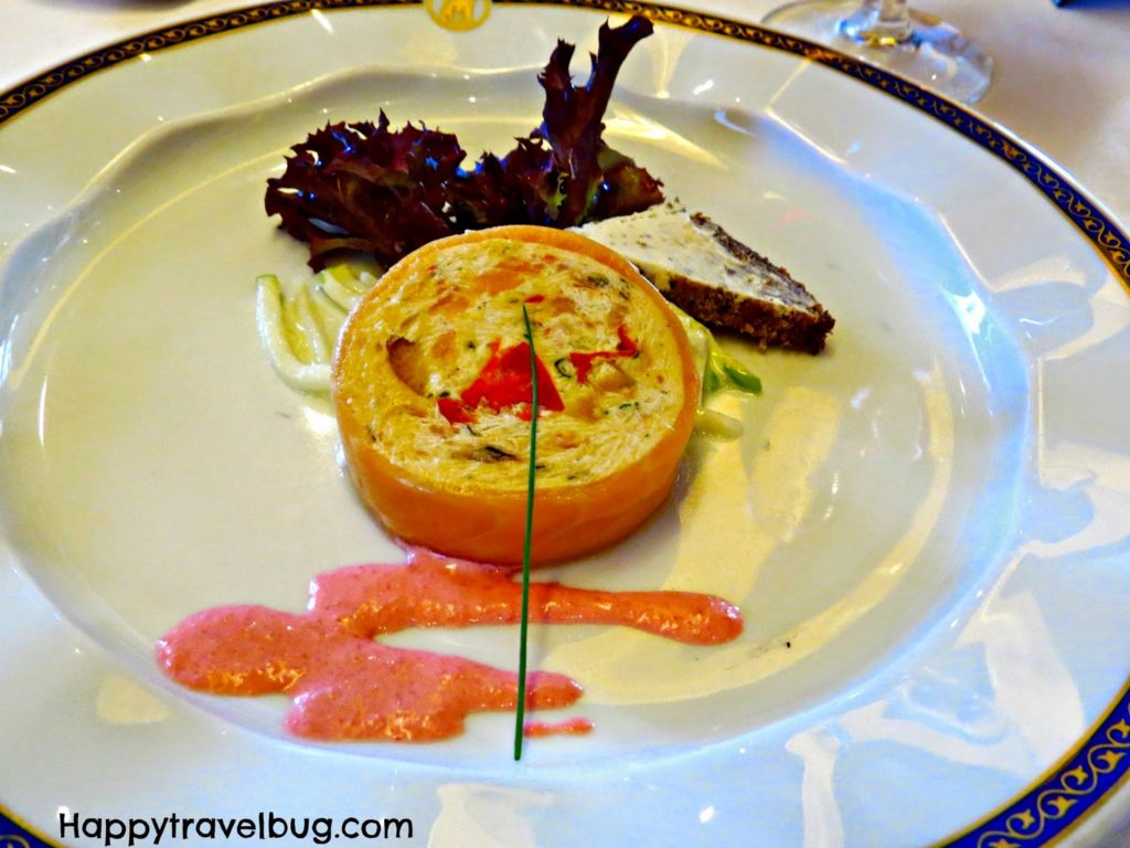 Salmon terrine from dinner on our Holland America cruise