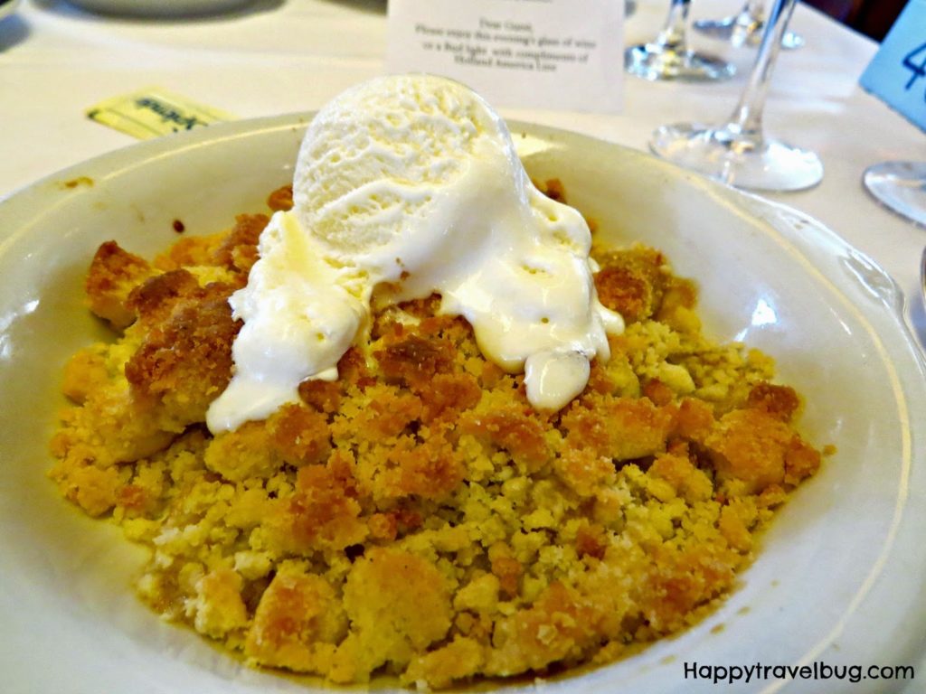 Pineapple crumble from dinner on our Holland America Cruise