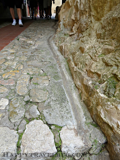 Water/sewer line in medieval Eze, France street