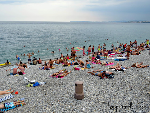 The French Riviera beach in Nice, France