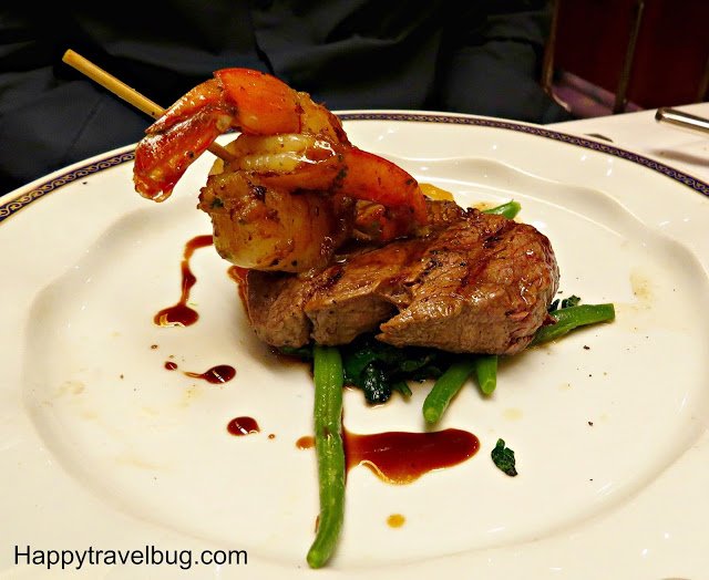 Cracked pepper tenderloin with grilled shrimp on Holland America Cruise