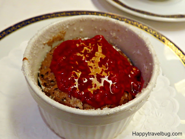 Chocolate-espresso shuffle with raspberry sauce on Holland America Cruise