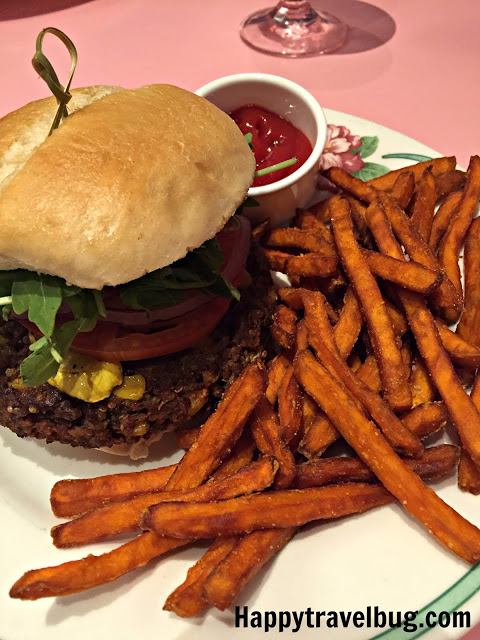 Veggie burger and sweet potato fries from the Greenbrier