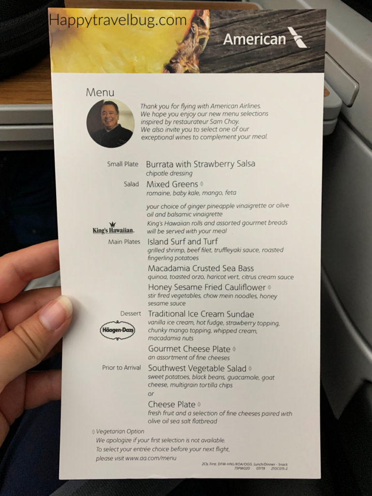 First class menu