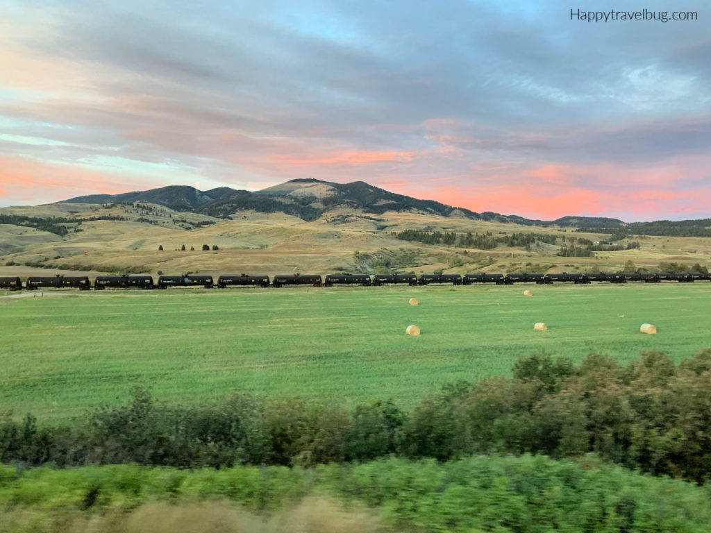 Mountains, valley and train in Montana