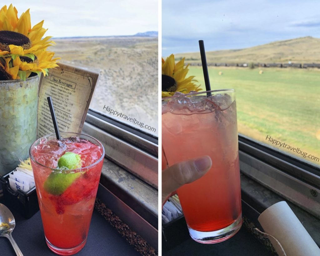 red cocktails on a train