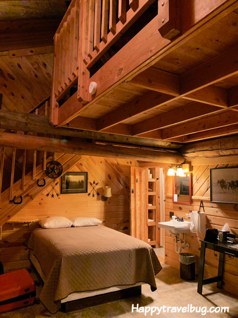 log cabin style bedroom