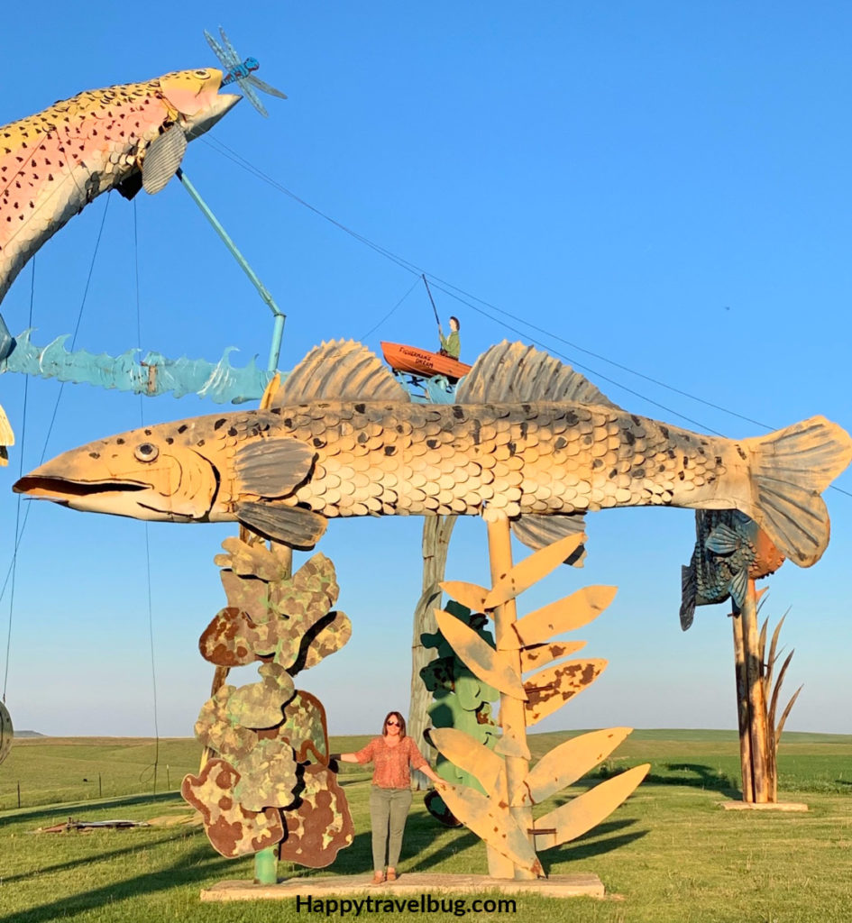 Giant metal sculpture of a fish