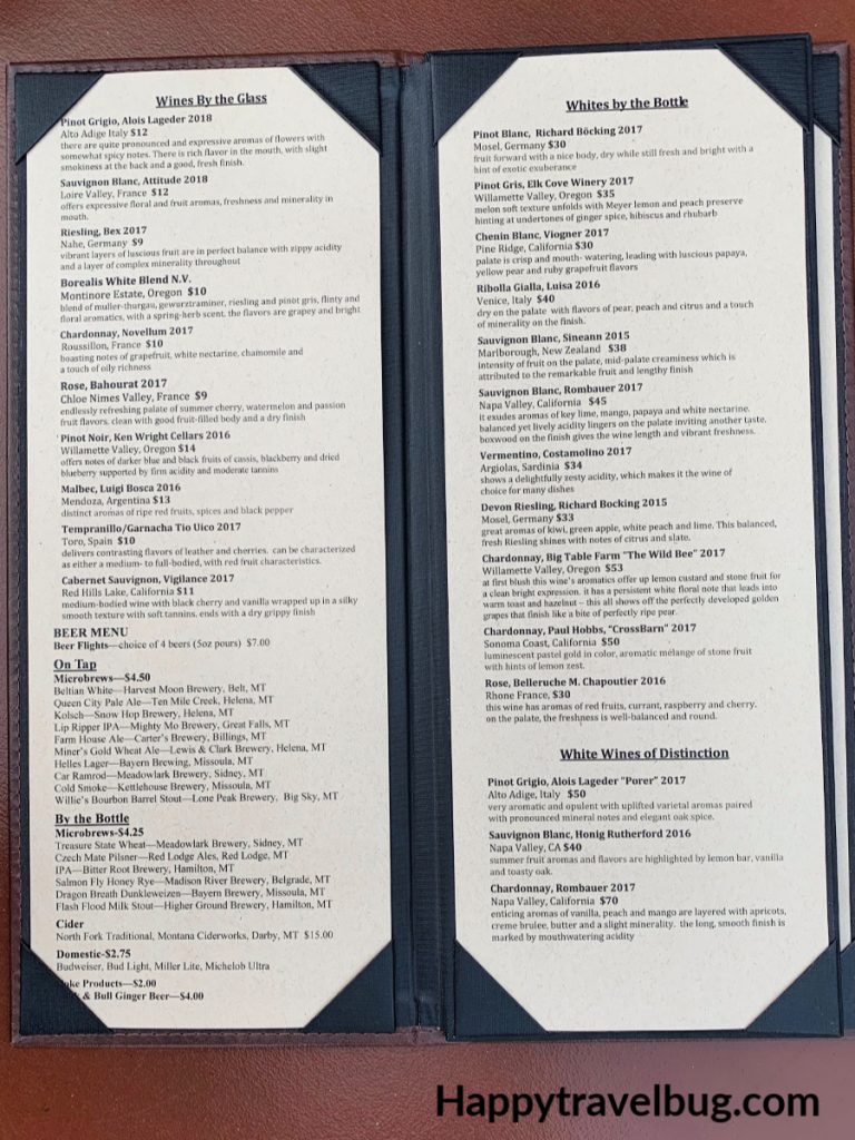 wine menu