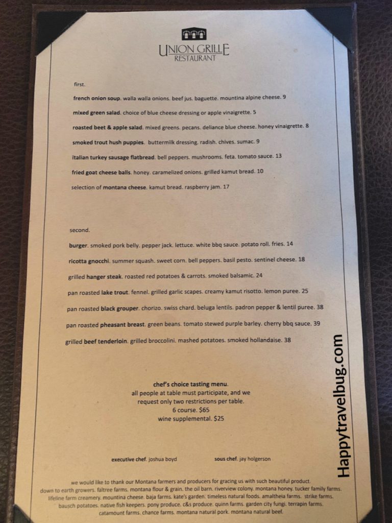 restaurant menu