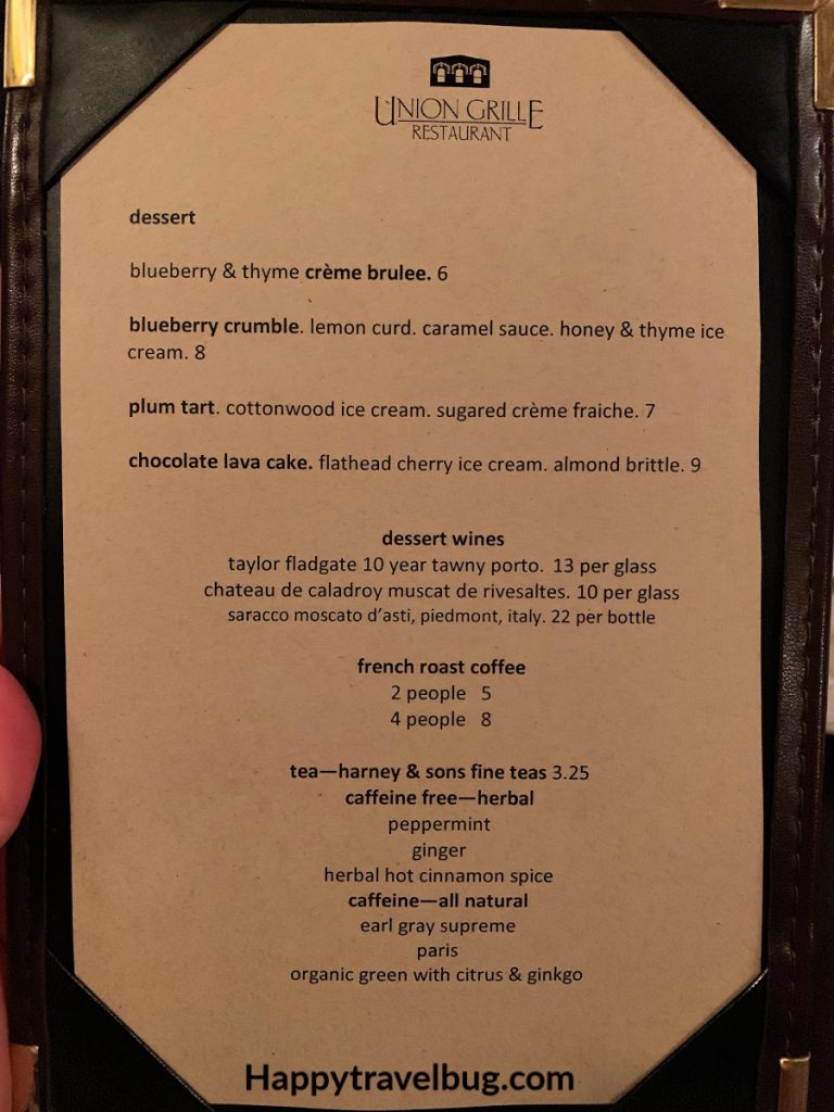 dessert menu