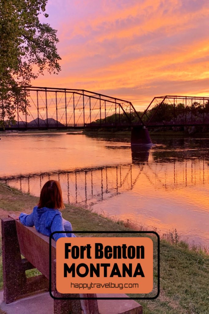 Bridge over the Missouri River in Fort Benton Montana at sunrise