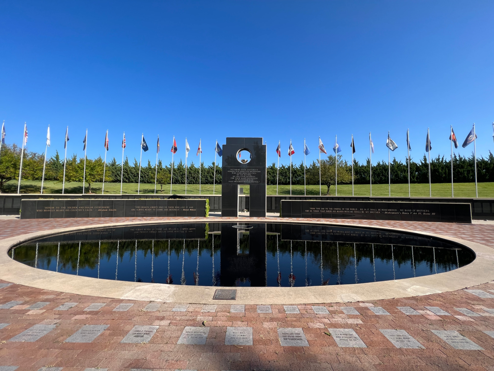 Reflection pool with the 50 state flags behind it